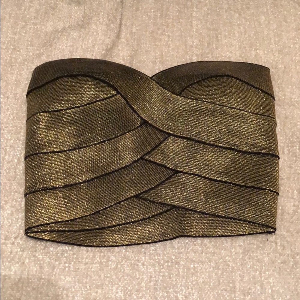 Gold sparkly tube top